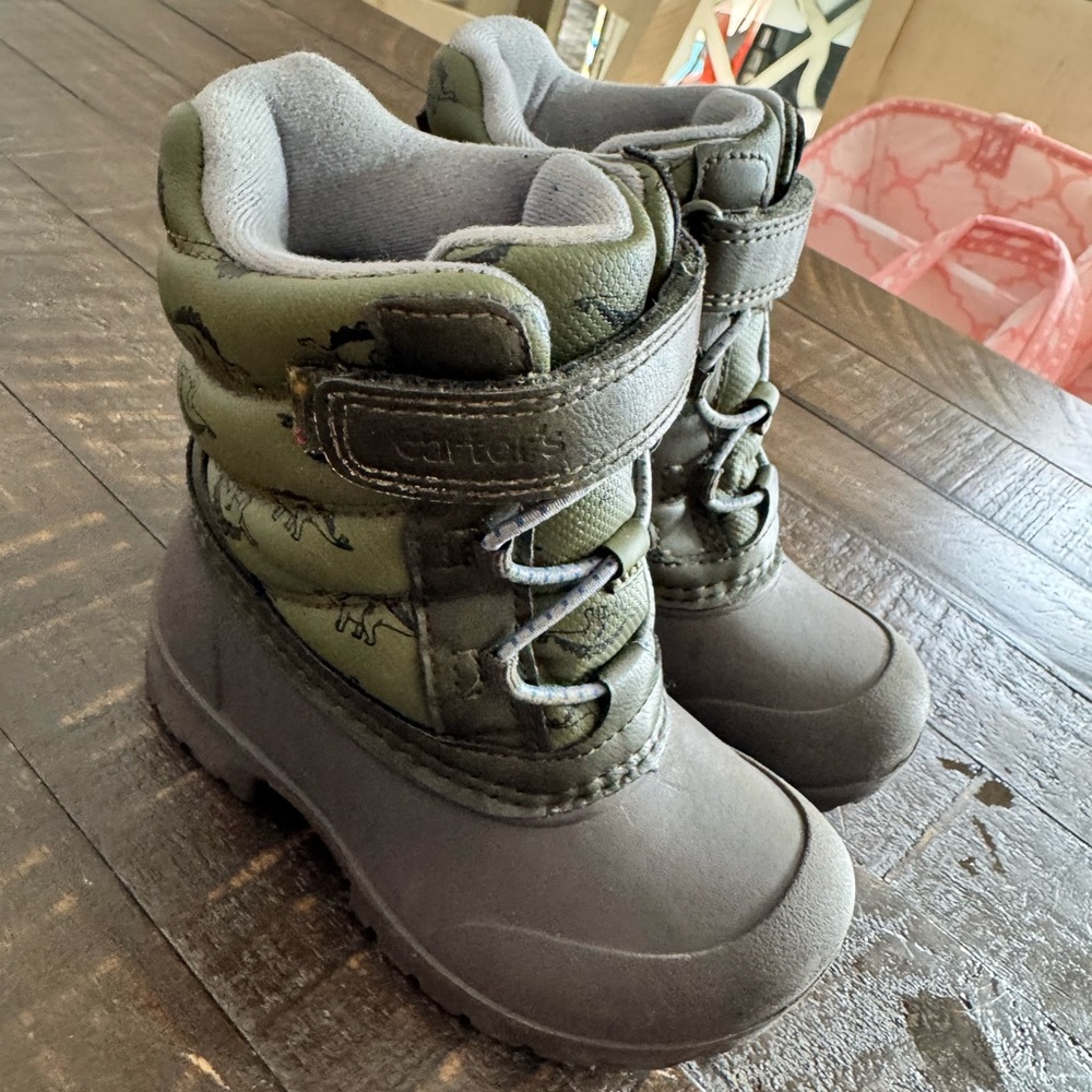 Carter's Olive Green Dinosaur winter boot